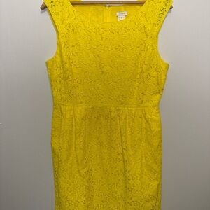 J. Crew Yellow Lace Sheath Dress Size 10 Casual Church Spring Summer Pockets!